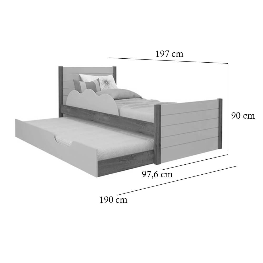 Cama Elza com Cama Auxiliar Solteiro Cimol Cor Grafite Savana - 2