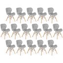 Ver imagem 1 de Kit 16 Cadeiras de Jantar Charles Eames Slim Wood Estofada - Cinza