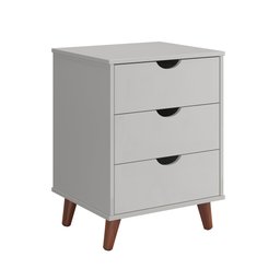 Mesa de Cabeceira 3 Gavetas Grécia Plus Pés Retrô - Branco - 3