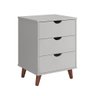 Mesa de Cabeceira 3 Gavetas Grécia Plus Pés Retrô - Branco - 3