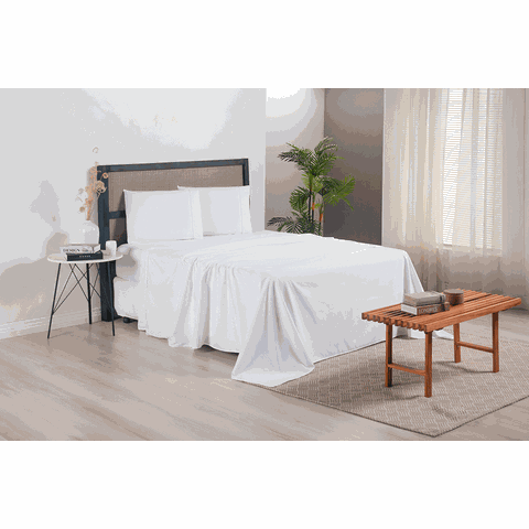 Jogo de Lençol Completo Casal King Size Versatile Ponto Palito 4 Peças Micropercal 300 Fios Branco