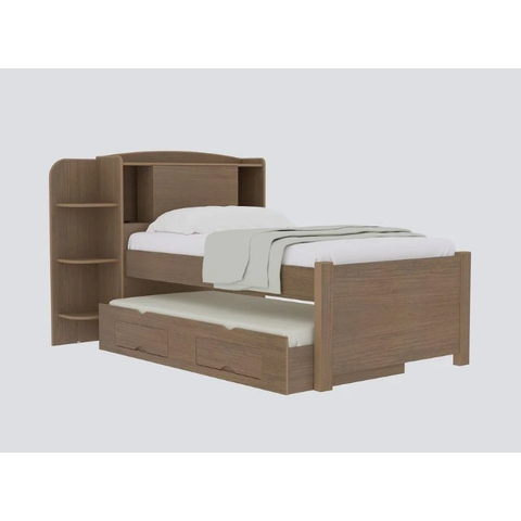 Cama Solteiro Milênio com Auxiliar 100% MDF Castanho D Doro