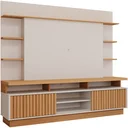 Ver imagem 3 de Estante para TV e Home Theater Ripado para TV até 65 Polegadas 100% MDF 218CMX191,5cm 2 Portas Raven Branco
