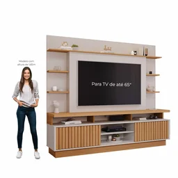 Estante Home para TV até 65 Polegadas Ripado 2 Portas Ravena Yescasa 100% MDF - 6