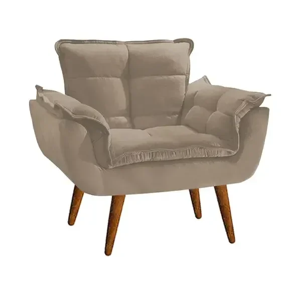 Ver imagem 3 de Poltrona Opala Luxo com Pés Estilo Retrô - Capuccino