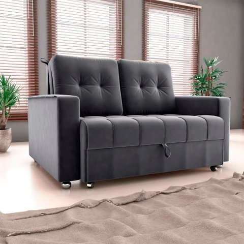 Sofá Cama Reclinável 2 Lugares com Almofadas 140 Lag Drika Matrix