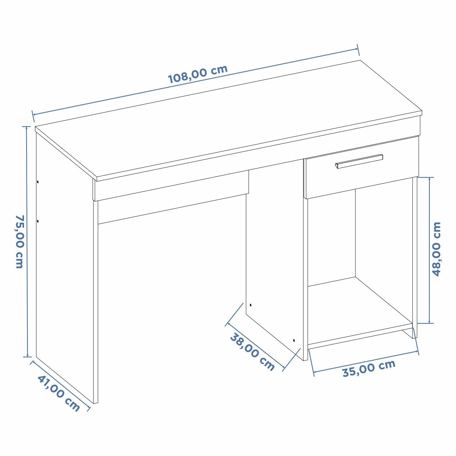 Mesa de Escritório 108cm 1 Gaveta Office NT 2070  - 4