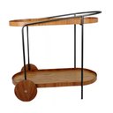 Ver imagem 1 de Carrinho Adega Bar Decorativo Oval Duas Prateleiras Laminadas Base Preta Aço