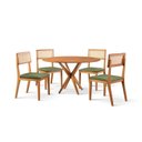 Ver imagem 3 de Conjunto de Sala Jantar Mesa 120 cm com 4 Cadeiras Ava Verde/Marrom