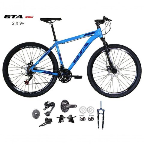 Bicicleta Aro 29 Gta Start Kit 2x9 Gta Sunrun Freio Disco K7 11/36 Pedivela 24/38d Garfo com Trava