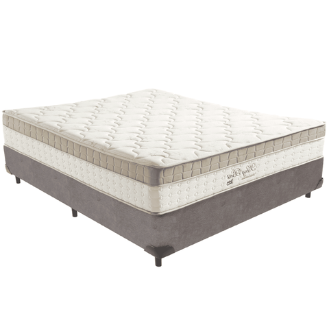Cama Box e Colchão King Best Molas Ensacadas Casal 138x188x33 Anjos: Cinza