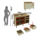 Ver imagem 3 de Balcão com Tampo 2 Portas 3 Gavetas e Divisor de Talheres 120cm Nanda TM4203 Nature/Arenas