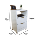Ver imagem 2 de Mesa de Cabeceira 40cm Branco 2 Gavetas 1 Nicho com Rodinhas Quarto Cama (montada) (puxador Dourado)