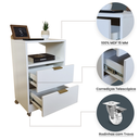 Ver imagem 3 de Mesa de Cabeceira 40cm Branco 2 Gavetas 1 Nicho com Rodinhas Quarto Cama (montada) (puxador Dourado)