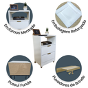 Ver imagem 4 de Mesa de Cabeceira 40cm Branco 2 Gavetas 1 Nicho com Rodinhas Quarto Cama (montada) (puxador Dourado)