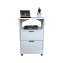 Ver imagem 5 de Mesa de Cabeceira 40cm Branco 2 Gavetas 1 Nicho com Rodinhas Quarto Cama (montada) (puxador Dourado)