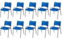 Ver imagem 2 de Cadeira Iso Base Cinza, Igreja, Escola, Escritório - Azul Kit 10 Peças