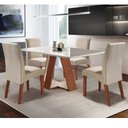 Ver imagem 1 de Conjunto Sala de Jantar Mesa 135x90cm Tampo em Vidro com 4 Cadeiras Atuale LJ Móveis