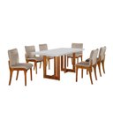 Ver imagem 2 de Conjunto Sala de Jantar Mesa 180x90cm Tampo Madeira/Vidro Vitoria com 6 Cadeiras Hades Marrom/Imbuia