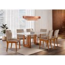 Ver imagem 1 de Conjunto Sala de Jantar Mesa 180x90cm Tampo Madeira/vidro Vitoria com 6 Cadeiras Hades