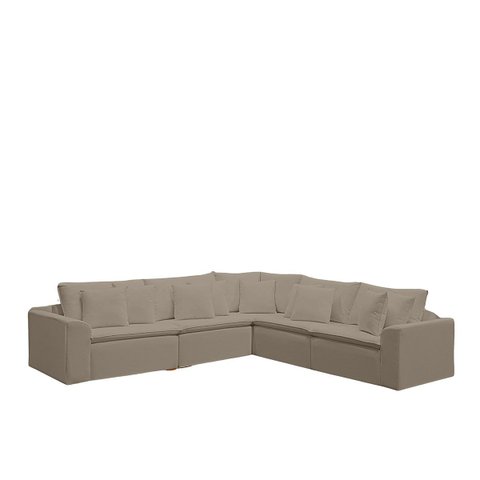 Sofá Modular Rivieira 280cm Linho - Meu Estofado:marrom Café