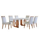Ver imagem 2 de Conjunto Sala de Jantar Mesa 180x90cm Tampo Madeira/Vidro Vitoria com 6 Cadeiras Havana Marrom/Imbui