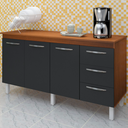 Ver imagem 2 de Balcao Com Tampo 150cm 9130x9310 Preto Savana Mobbs