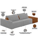 Ver imagem 4 de Sofá Ilha Modular para Sala 252cm com Puff Dublin K01 Veludo Cinza Sintético Caramelo - Lyam Decor