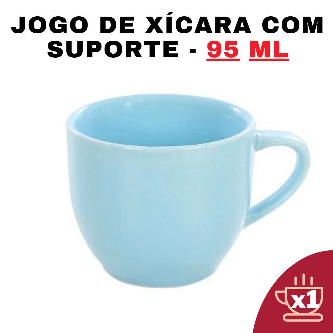 Kit 6 Xícaras em Porcelana Azul 95ml Jogo de Chá e Café