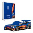 Ver imagem 1 de Jogo Quarto Meninos Carro Cama Colchão D20 e Guarda Roupas:azul