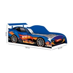 Jogo Quarto Meninos Carro Cama Colchão D20 e Guarda Roupas:azul - 2