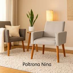 Poltrona e Cadeira Nina para Escritório, Closet, Sala de Jantar e Recepção - Bege - Jrc Moveis - 2