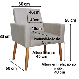 Poltrona e Cadeira Nina para Escritório, Closet, Sala de Jantar e Recepção - Bege - Jrc Moveis - 5