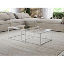 Ver imagem 1 de Mesa de Centro Industrial Moderna Atemporal Duo Catarina Branco e Tampo de Vidro