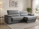 Ver imagem 1 de Sofá Leon 2,30m com Molas Retrátil Reclinável Velosuede - Netsofas - Cinza