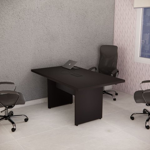 Mesa para Reunião Cor Preta Caixa Tomada 1,60 X 0,90 Atacadao Moveis Escritorio
