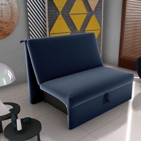 Sofá Cama Dominion 2 Lugares Reclinável 113cm Azul Escuro