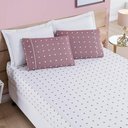 Ver imagem 1 de Jogo de Cama Lençol Celine Casal Queen 03 Peças Micropercal 200 Fios Bolinhas - Rosê