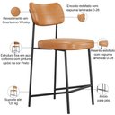 Ver imagem 4 de Banqueta Baixa Bar Cozinha Sala de Jantar Preto Elira L02 Couríssimo Whisky - Lyam Decor