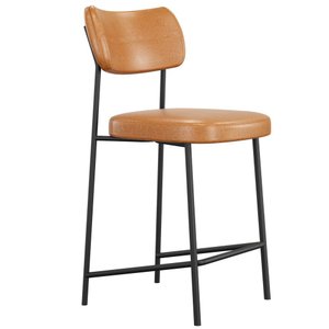 Banqueta Baixa Bar Cozinha Sala de Jantar Preto Elira L02 Couríssimo Whisky - Lyam Decor