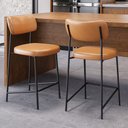 Ver imagem 2 de Banqueta Baixa Bar Cozinha Sala de Jantar Preto Elira L02 Couríssimo Whisky - Lyam Decor