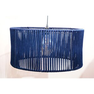 Pendente Lustre Redondo 25x50 Corda Náutica com Fio 1 Metro:azul-marinho/110v/220v
