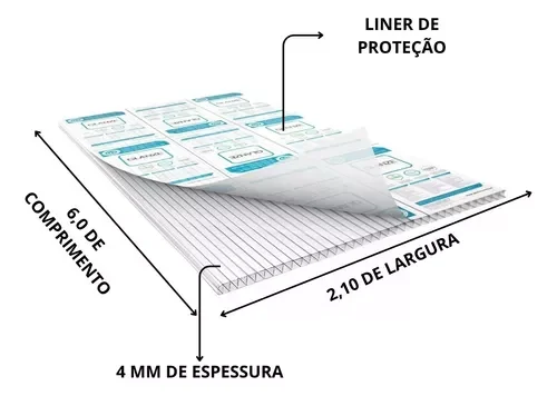 Ver imagem 2 de Chapa Policarbonato Alveolar 2,10x6,00 4mm