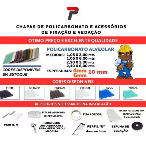 Ver imagem 4 de Chapa Policarbonato Alveolar 2,10x6,00 4mm