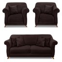 Ver imagem 1 de Kit 2 Poltronas e Sofá Living 2 Lugares 1,80m Vênus Suede Marrom Café Pés Castanho - Pallazio