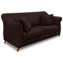 Ver imagem 3 de Kit 2 Poltronas e Sofá Living 2 Lugares 1,80m Vênus Suede Marrom Café Pés Castanho - Pallazio