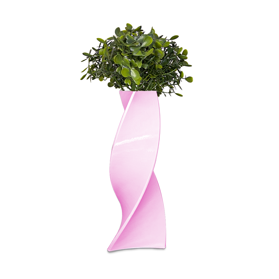 Vaso Decorativo Twisted 3D P/ Flores Artificiais - Rosa - UN