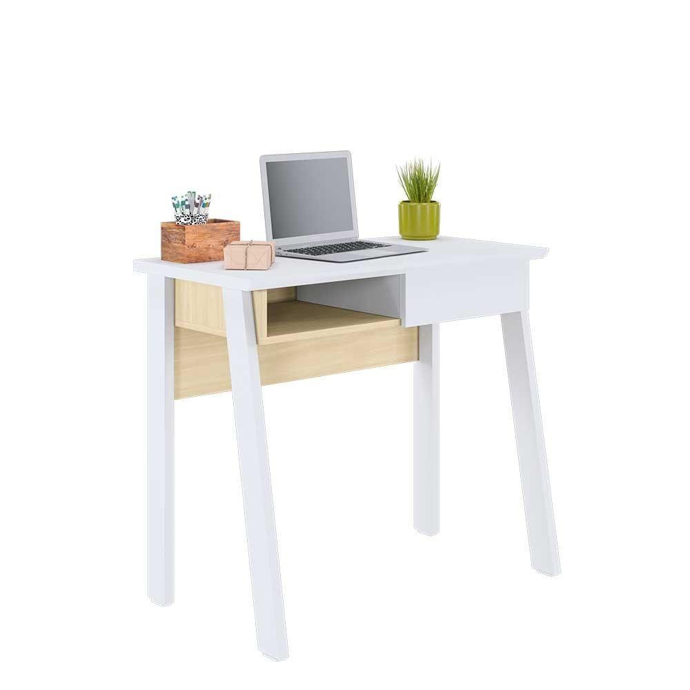 Bancada De Estudo Click 90 Cm 1 Gaveta Branco Tauari Nobre | MadeiraMadeira