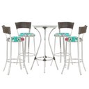 Ver imagem 1 de Jogo de Mesa Bistrô com Tampo de Vidro Redondo 4 Banquetas em Alumínio e Fibra Sintética Argila