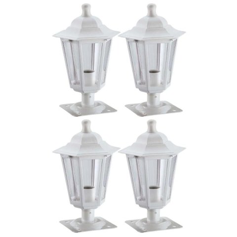 Kit 4 Balizadores Jardim Muro em Alumínio Luminária Externa Clássica Lente Transparente Dital